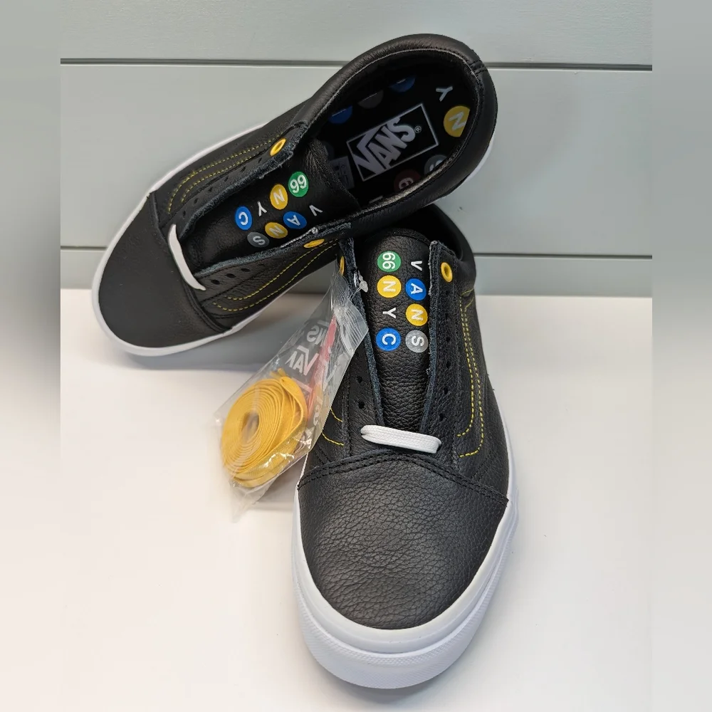 Vans Old Skool NYC 66 Subway Black Leather Fashion Casual Sneakers sz Women's 7 - Picture 5 of 11